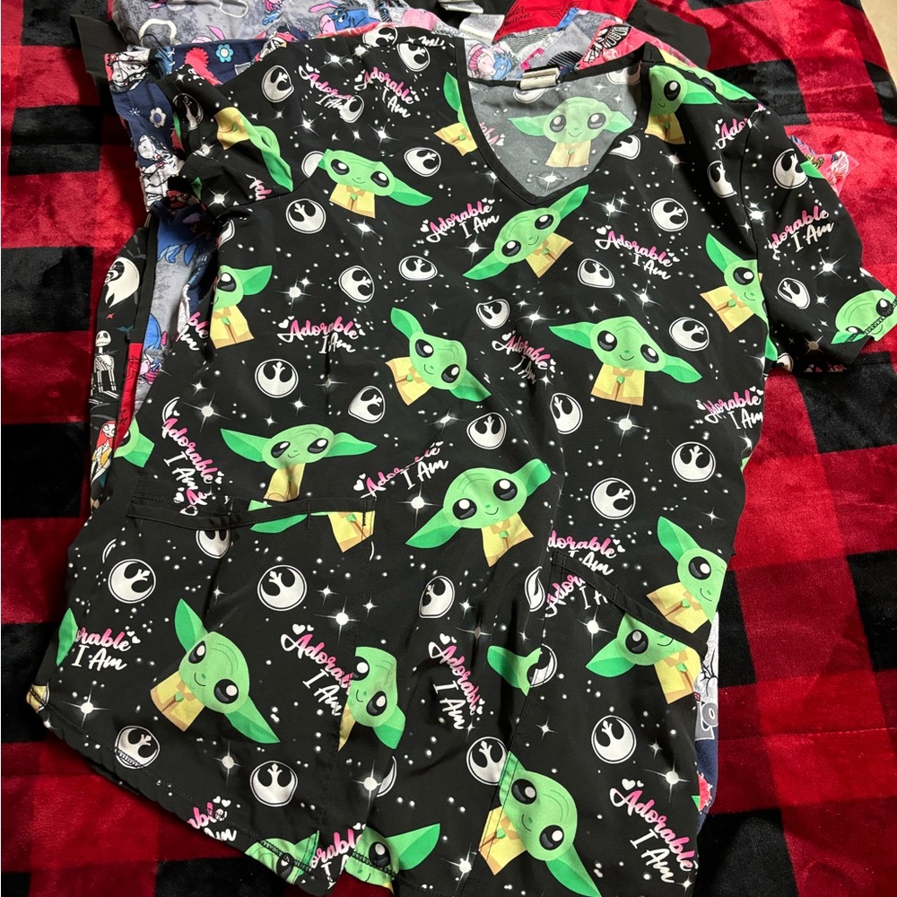 Baby Yoda Scrub Top